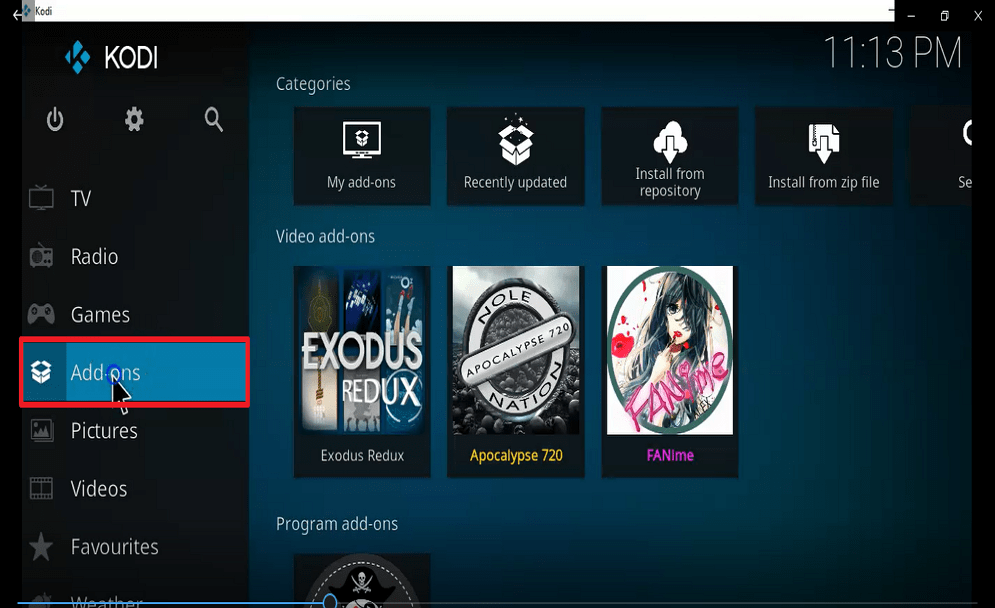 Step 14 Install fido kodi addon