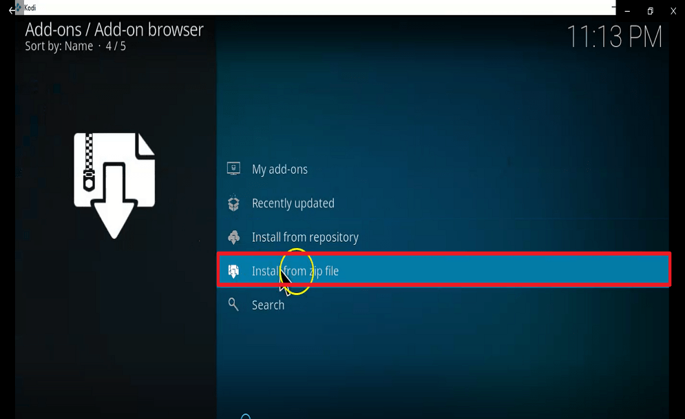 Step 16 Install fido kodi addon
