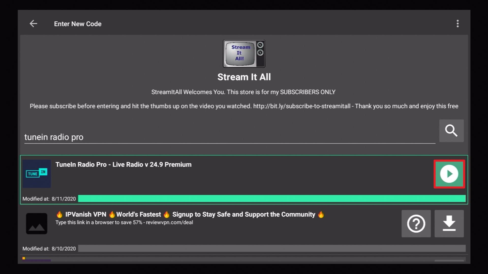 Step 20 Install TuneIn Radio Pro