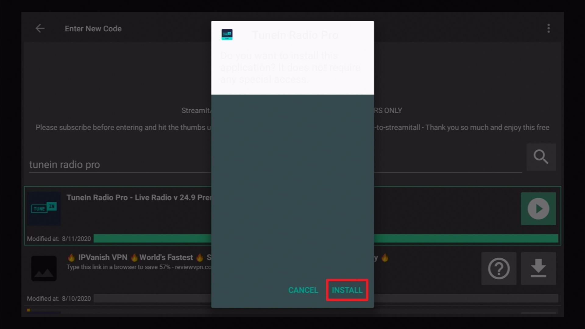 Step 21 Install TuneIn Radio Pro