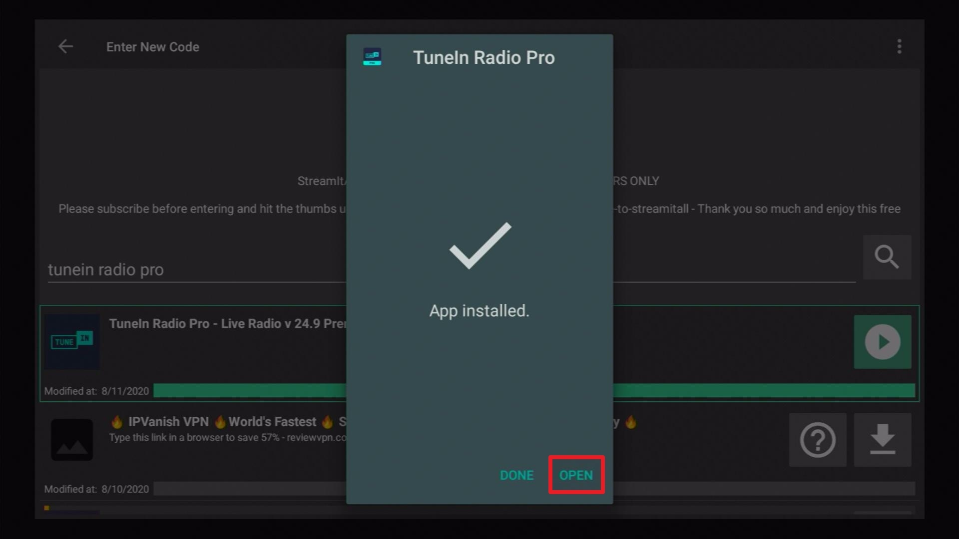 Step 22 Install TuneIn Radio Pro