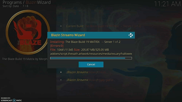 Installing the Blaze Kodi Build step 19