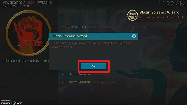 Installing the Blaze Kodi Build step 20