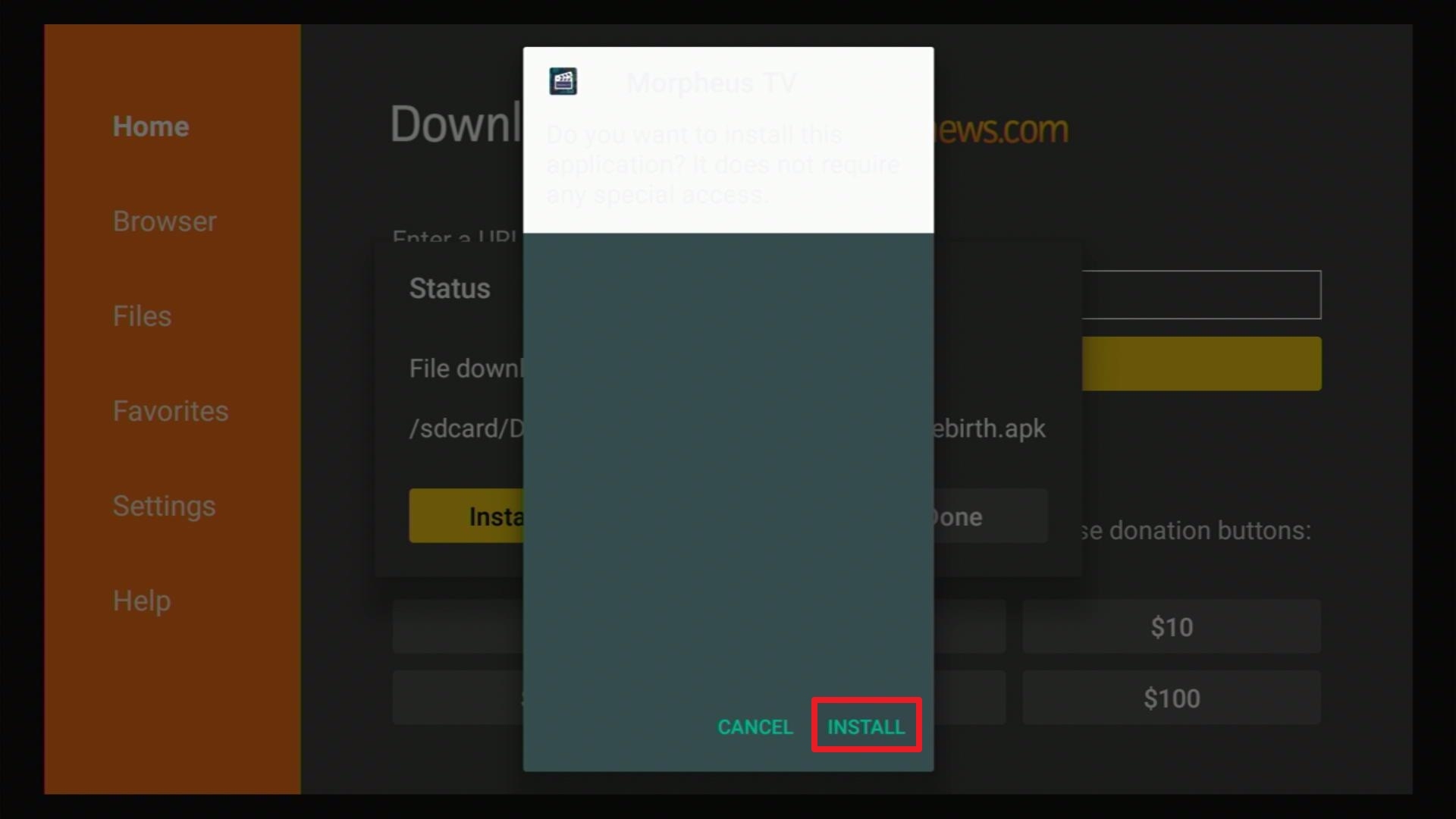 Install Morpheus TV on Firestick Step 13