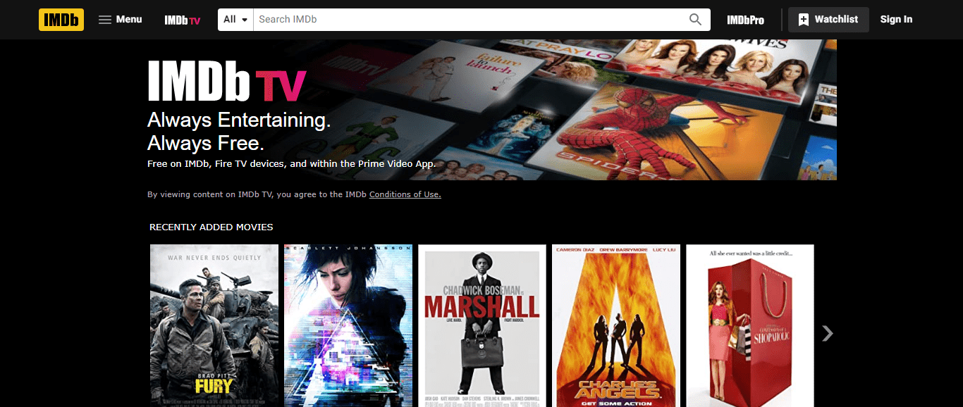 IMDb TV Screenshot