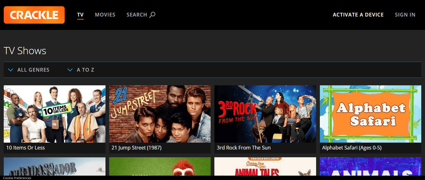 Sony Crackle Screenshot