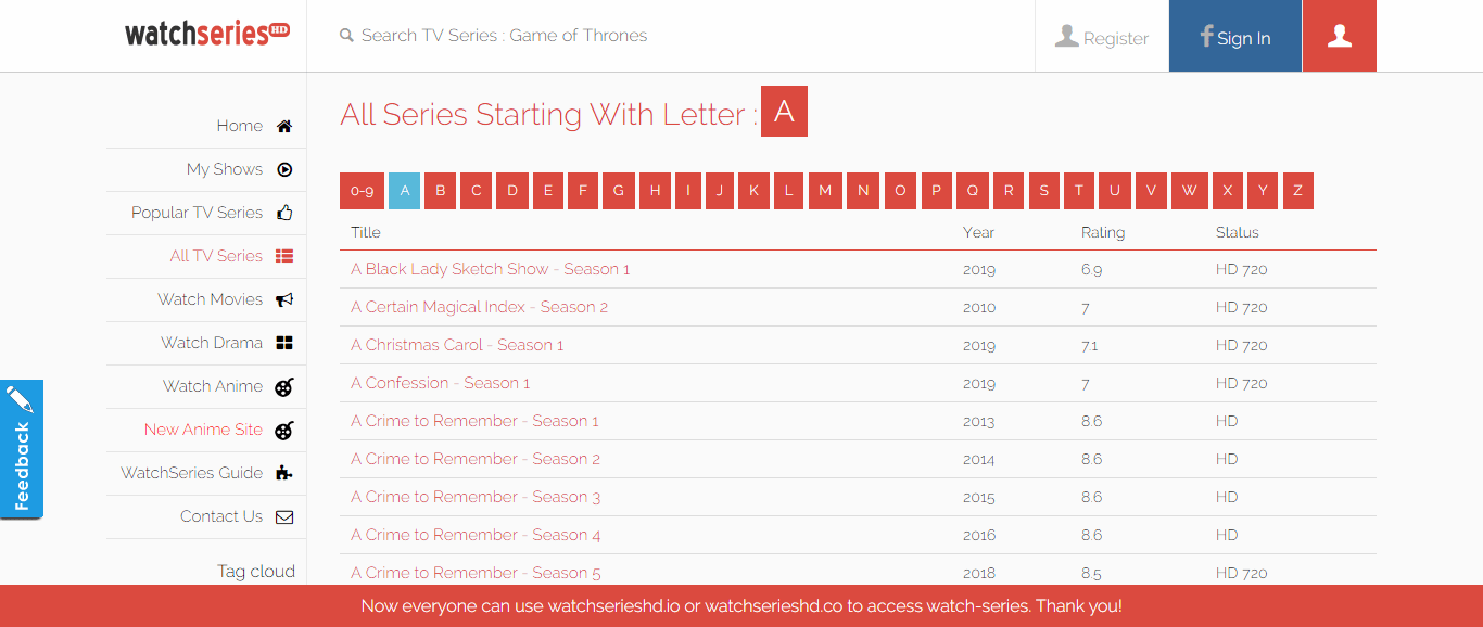 Watch Series HD Screenshot