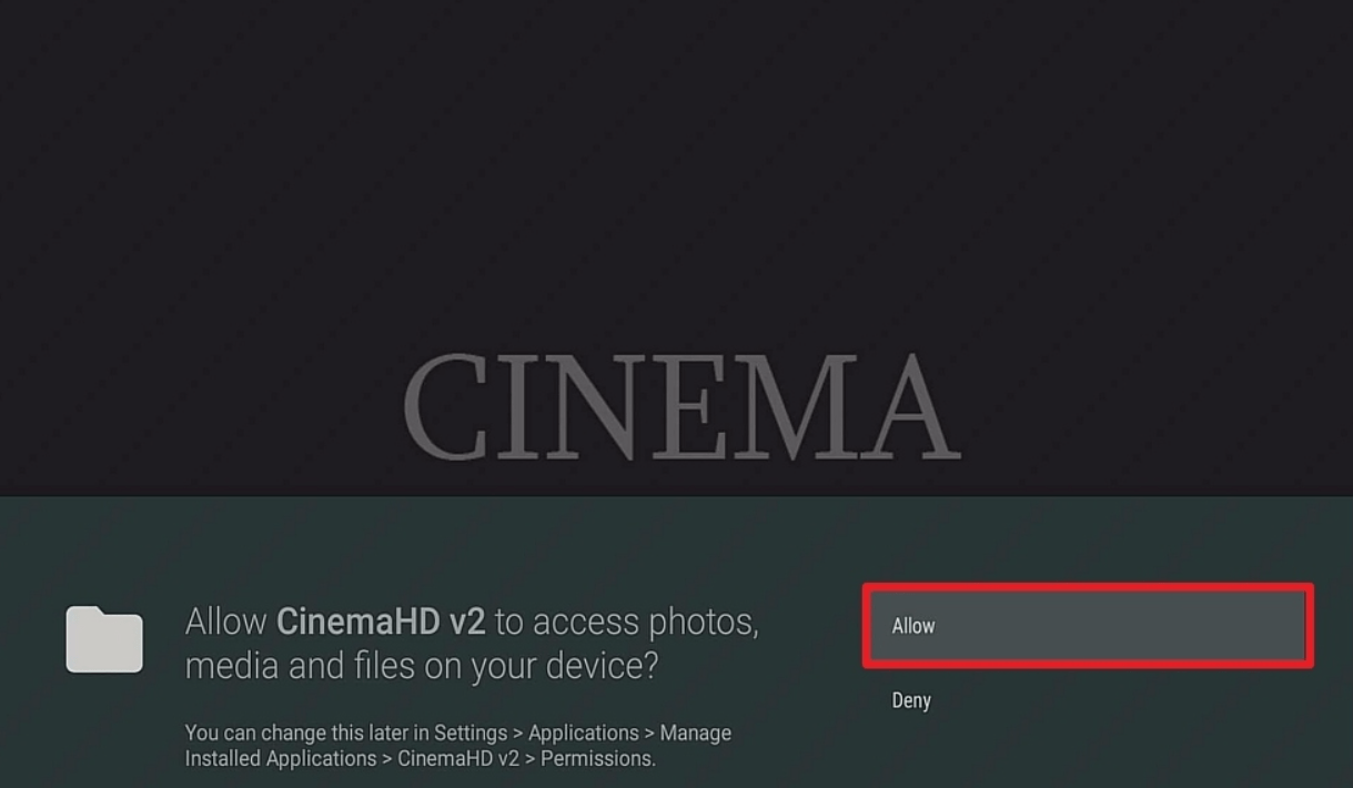 Step 19 install cinema hd