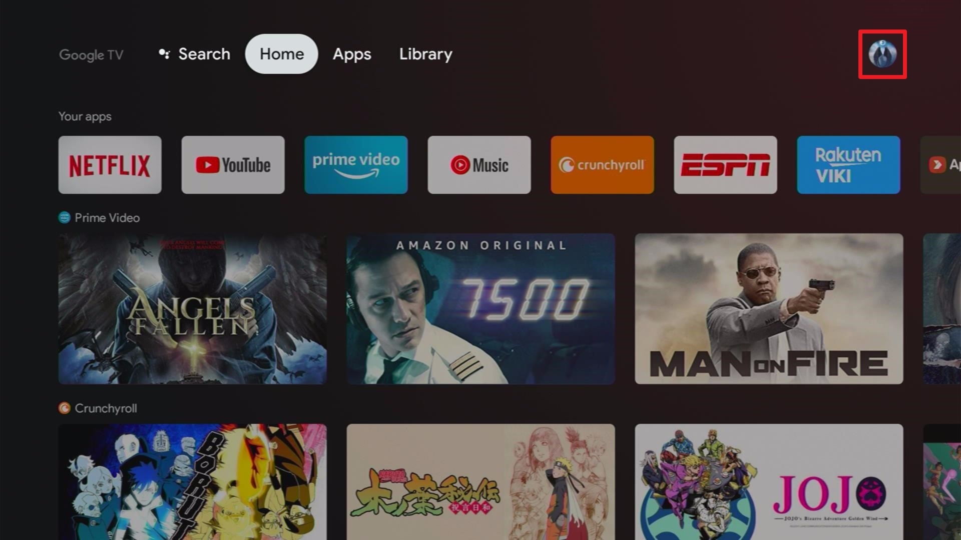 Step 1 Google Chromecast home screen