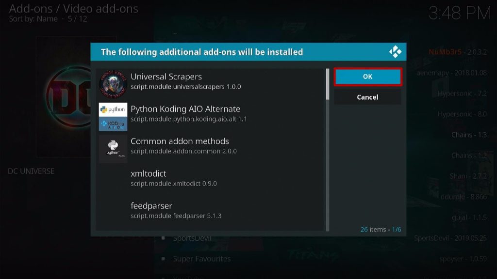 Step 20 How To Install DC Universe Kodi Addon