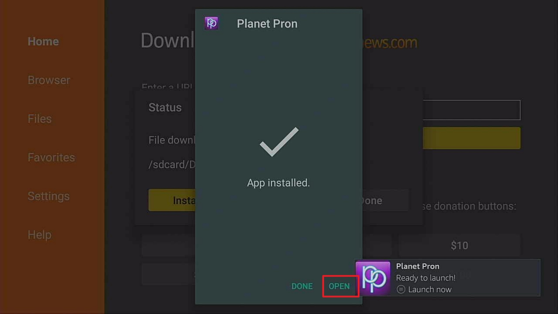 Step 3 Install Planet Pron firestick