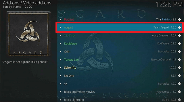 Install Asgards Kodi Addon 20
