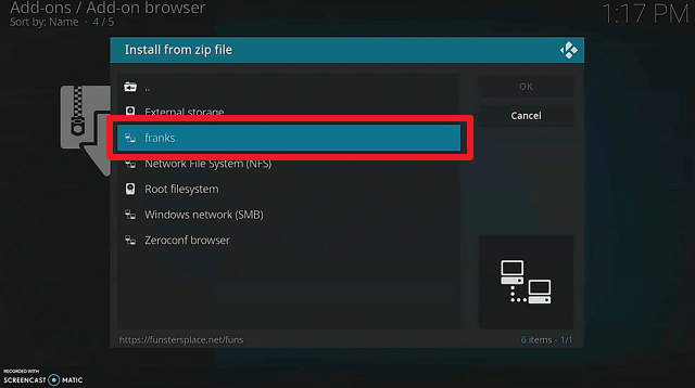 Install Franks Kodi Build step 13