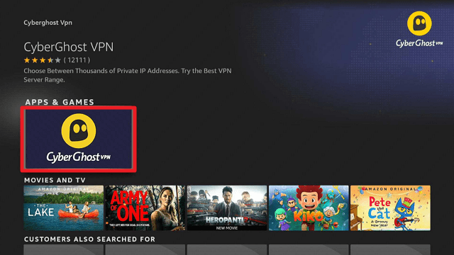 Install CyberGhost VPN On A Firestick step 3
