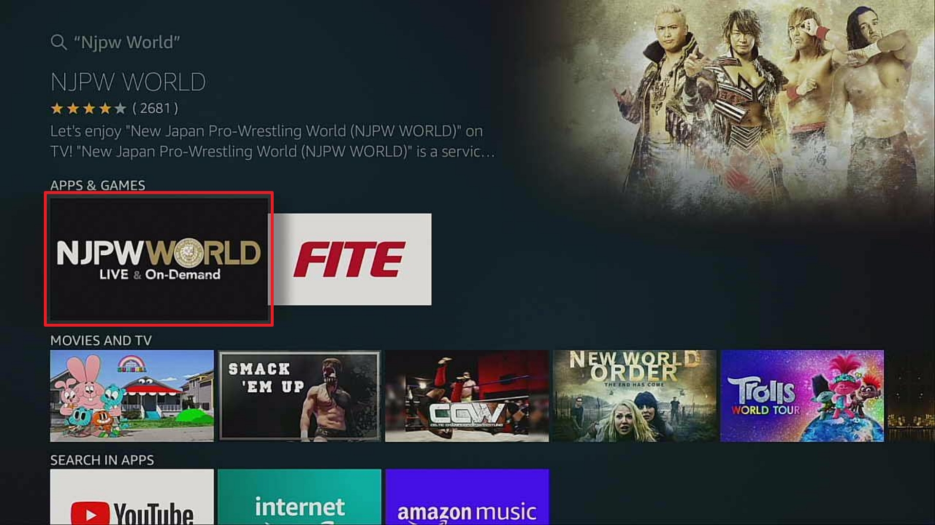 Step 3 Install NJPW World on Firestick
