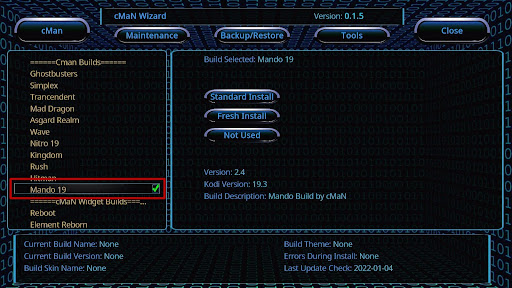 Install Mando 19 Kodi Build 27