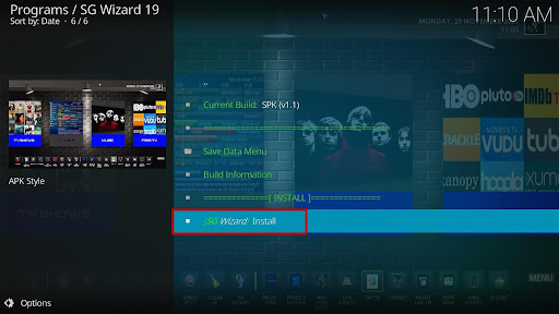 Install SPK Kodi Build 21