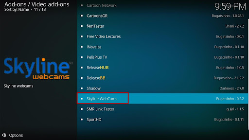 Install Skyline WebCams Kodi Addon 18