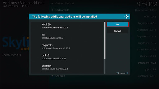 Install Skyline WebCams Kodi Addon 20