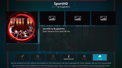 Install SportHD Addon on Kodi 19
