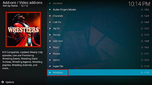 Install Wrestlers Kodi Addon 18