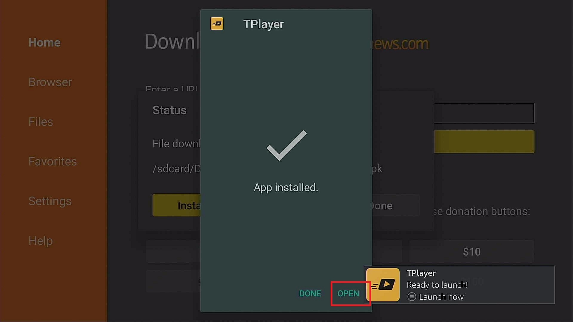 Step 14 Install TPlayer App on Firestick