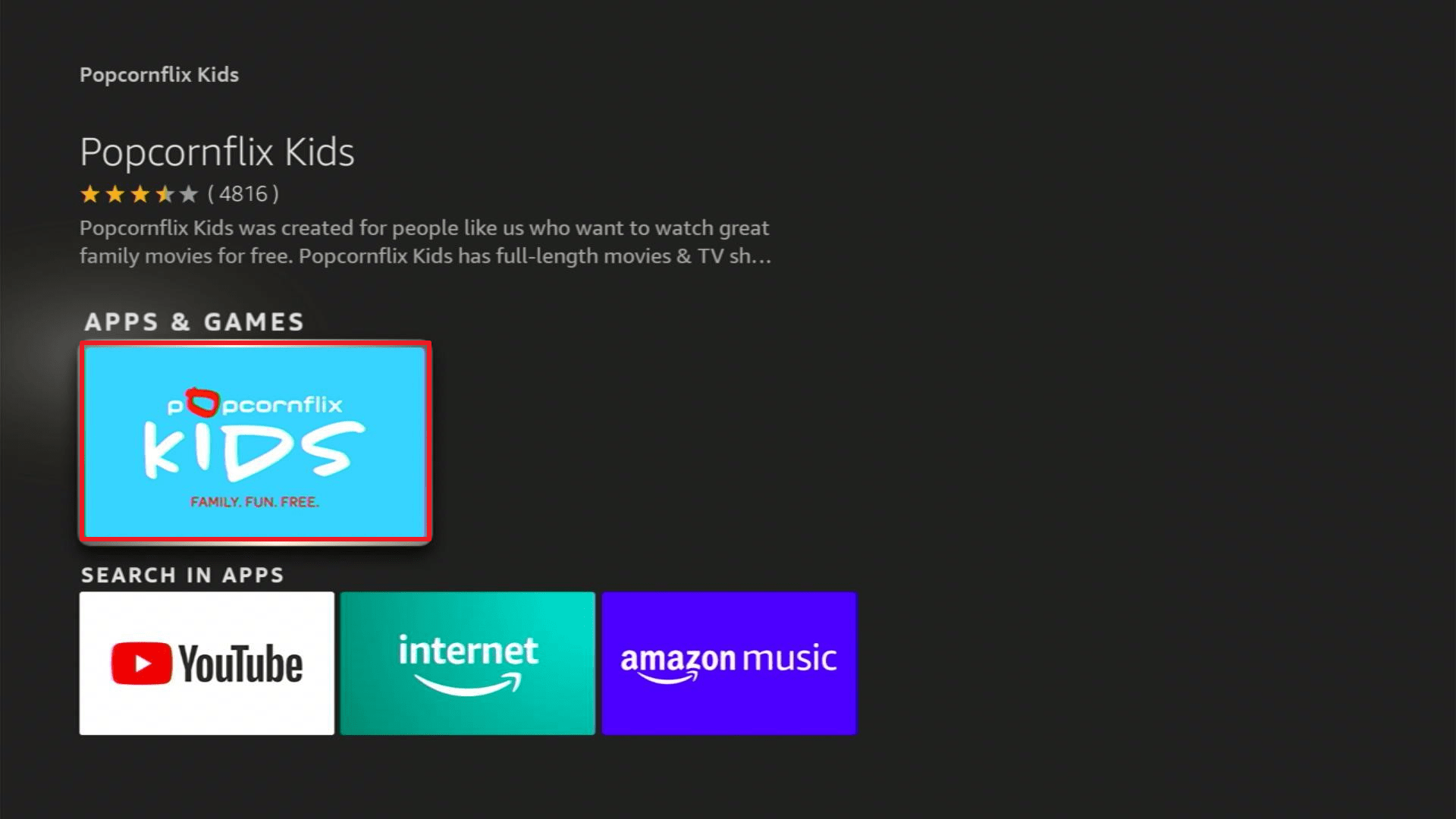 Install Popcornflix Kids1