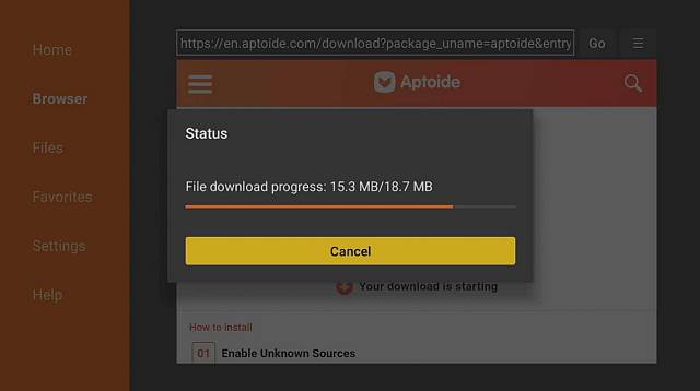 Step 16 Aptoide TV on Firestick