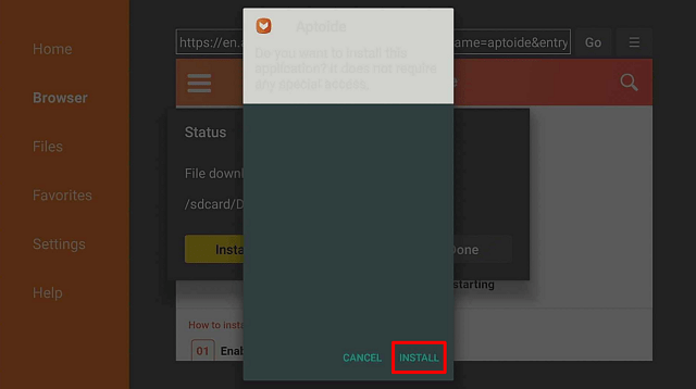 Step 17 Aptoide TV on Firestick