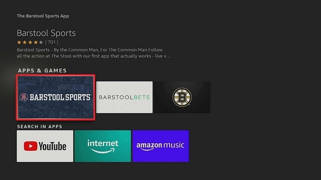 Install Barstool Sports on Firestick 5