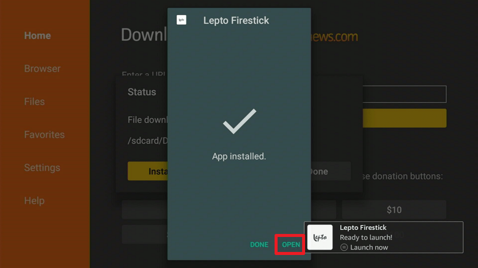 Install Lepto Sports4
