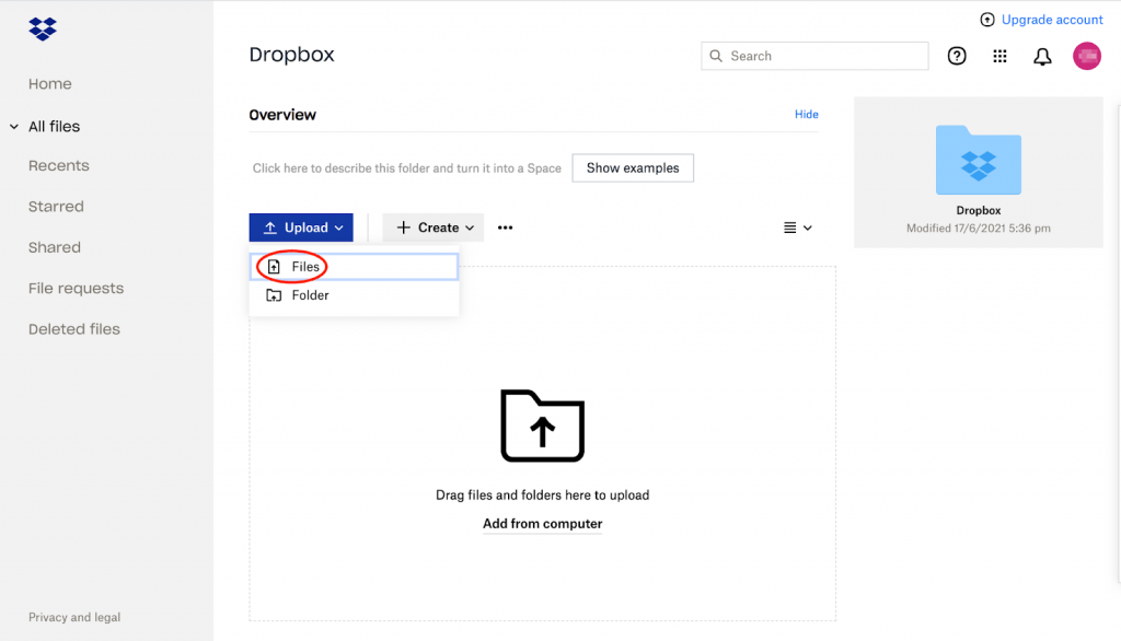 Create an Account and Upload Files on Dropbox Step 10