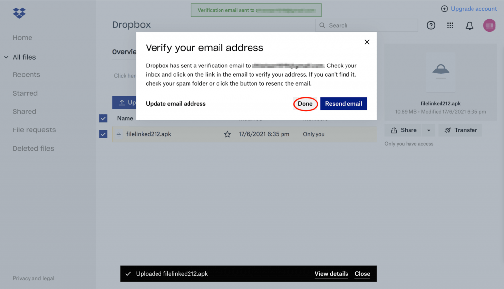 Create an Account and Upload Files on Dropbox Step 13