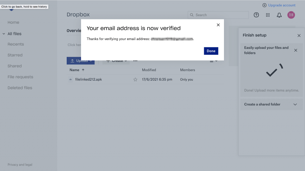 Create an Account and Upload Files on Dropbox Step 14
