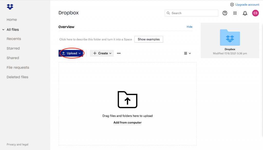 Create an Account and Upload Files on Dropbox Step 9