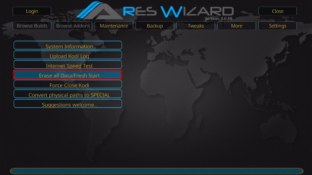 Install Ares Wizard and Reset Kodi By Default Step 16