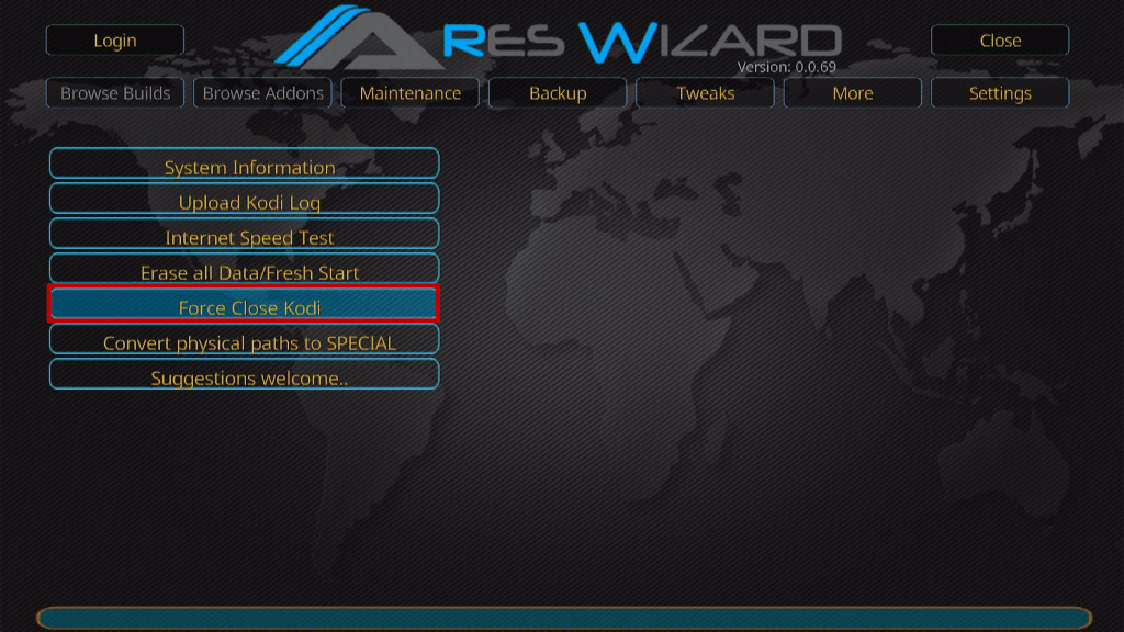 Install Ares Wizard and Reset Kodi By Default Step 19