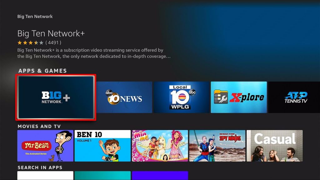 Install Big Ten Network App on Firestick Step 5