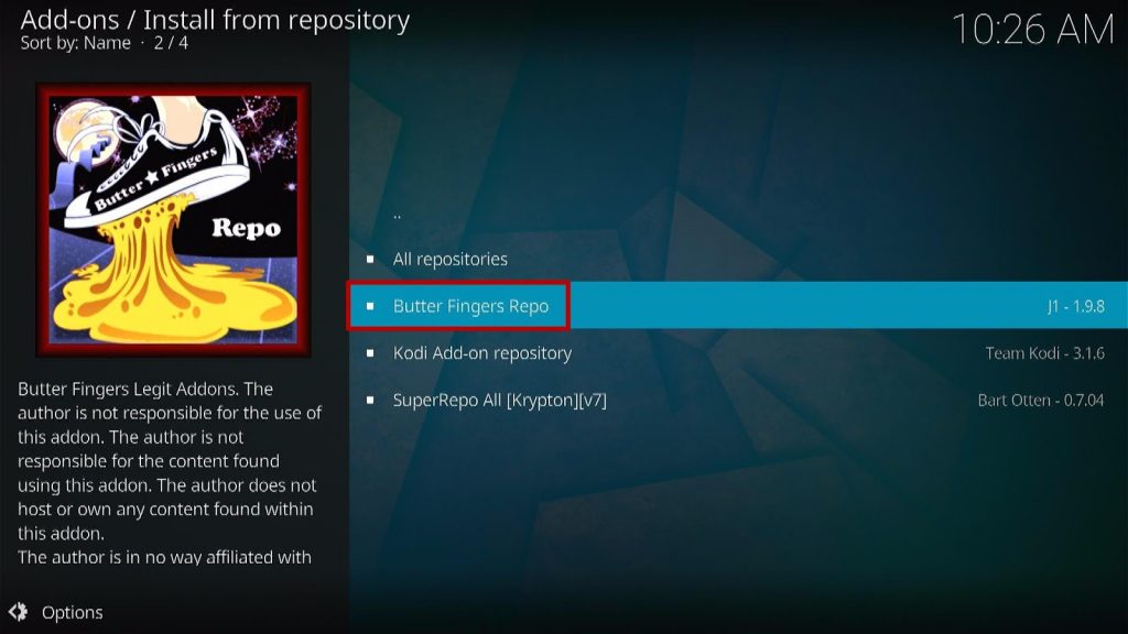 Install Butter Finger Movies Kodi Addon Step 9