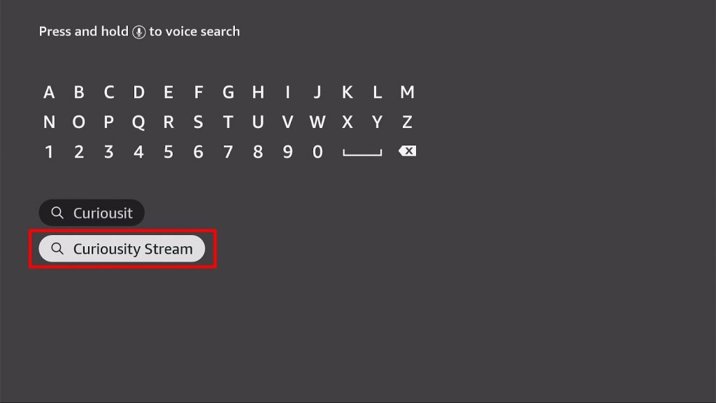 Install CuriousityStream App on Firestick Step 4