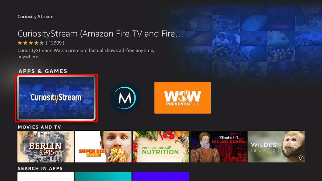 Install CuriousityStream App on Firestick Step 5