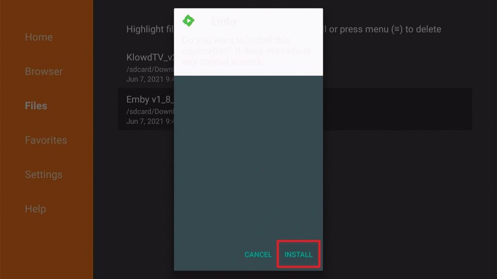 Install Emby on Firestick Using Downloader App Step 16