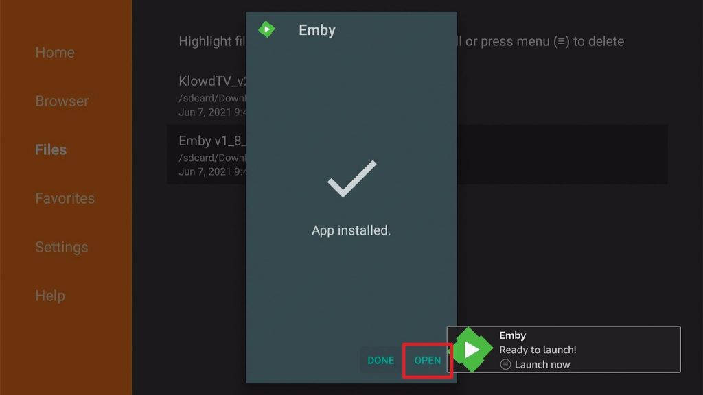Install Emby on Firestick Using Downloader App Step 18