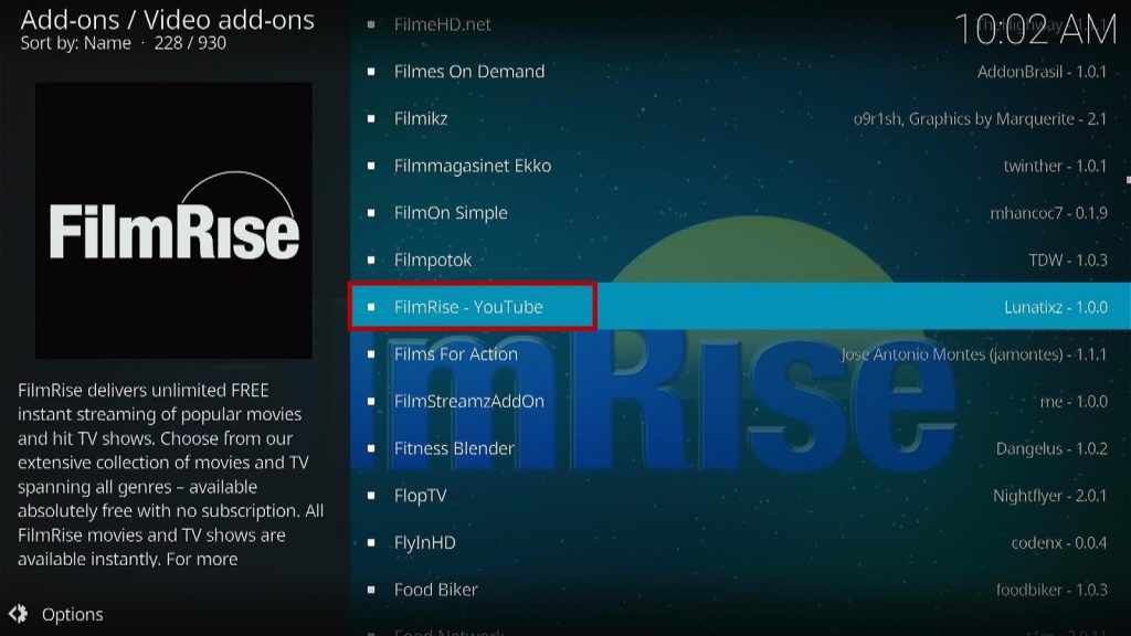 Install FilmRise on Kodi Step 5