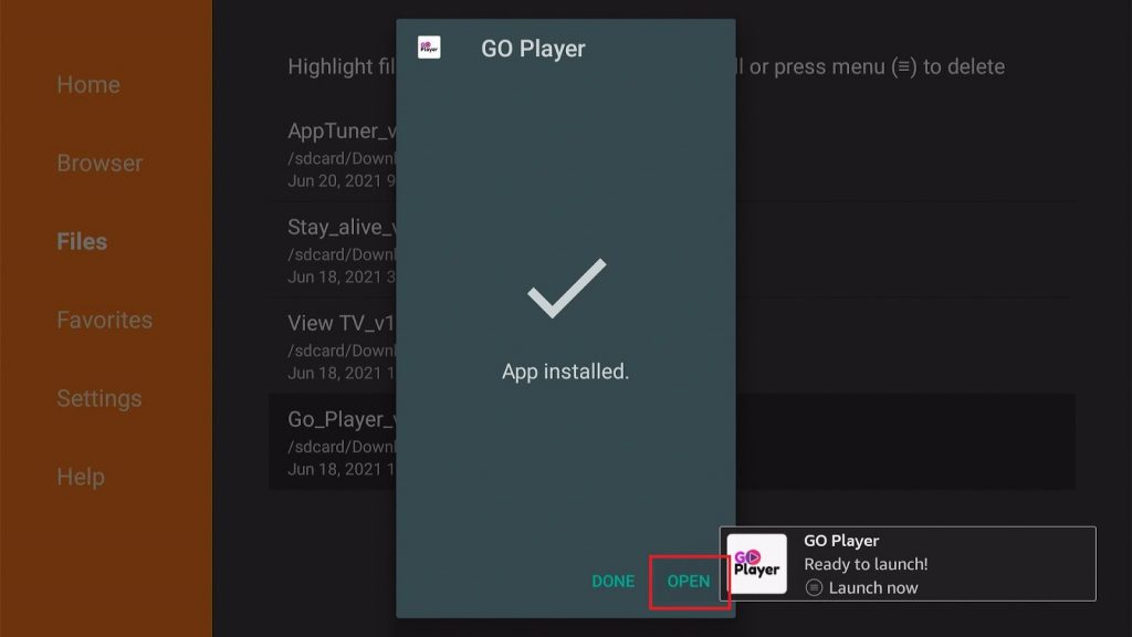 Install Go Player on Firestick Step 18