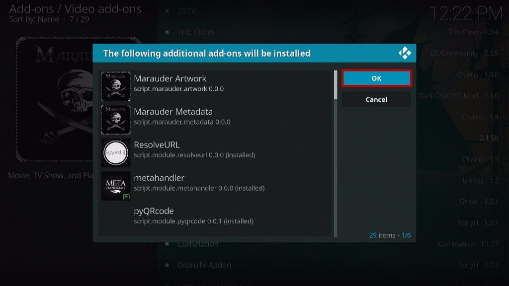 Install Marauder Kodi Addon Step 13