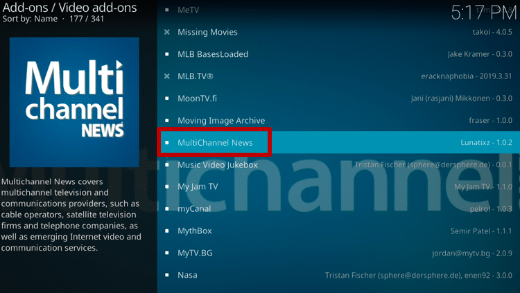 Install MultiChannel News on Kodi Step 5