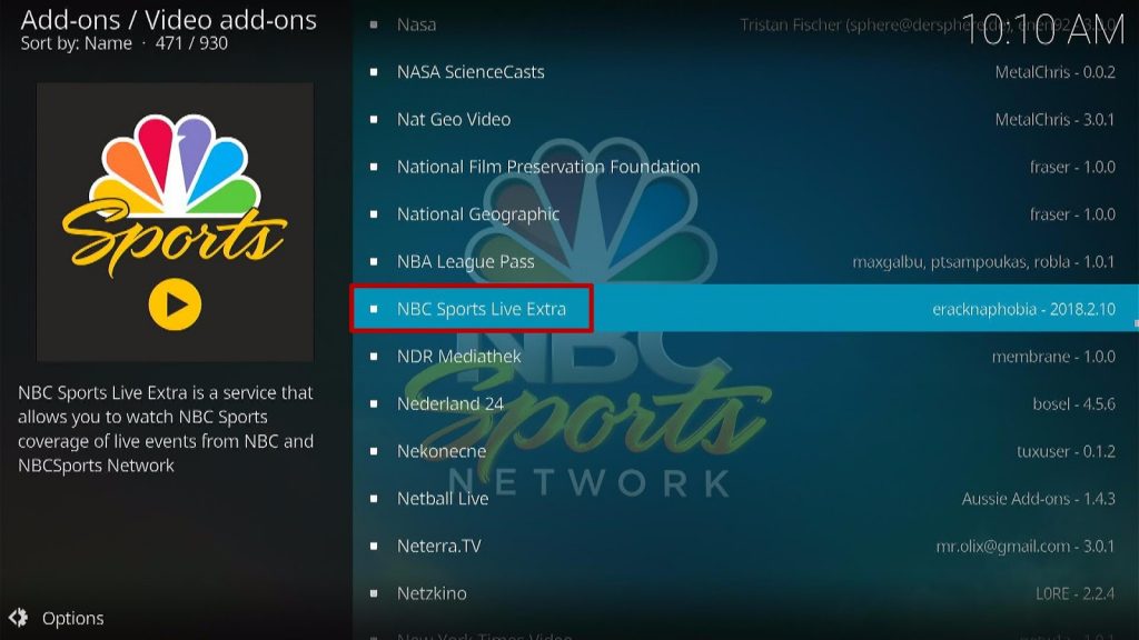 Install NBC Sports Extra Live on Kodi Step 5