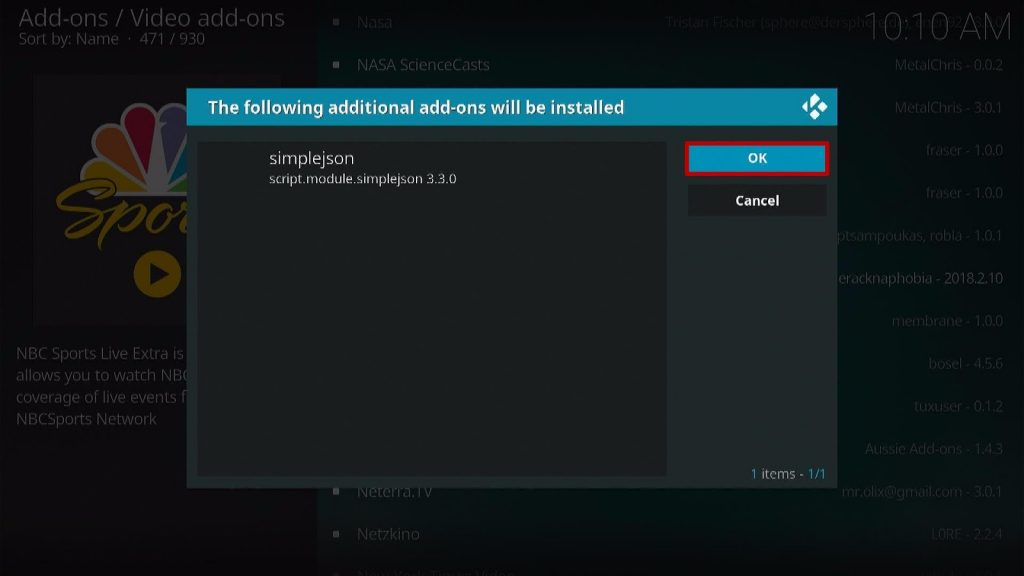 Install NBC Sports Extra Live on Kodi Step 7