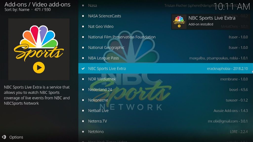 Install NBC Sports Extra Live on Kodi Step 8
